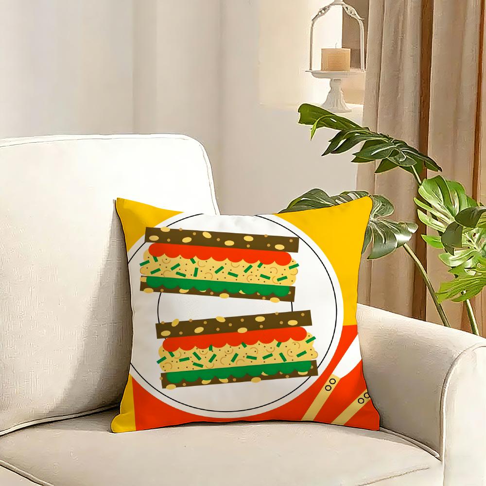 food illustration Cushion Cover Reversible Plush Pillow Cover Soft Fluffy Home Decor for Sofa Bedroom