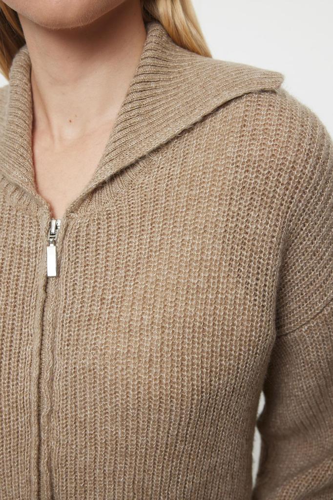 Женский модный стильный кардиган из норки, более устойчивый мягкий текстурированный трикотаж на молнии с отложным воротником, кардиган