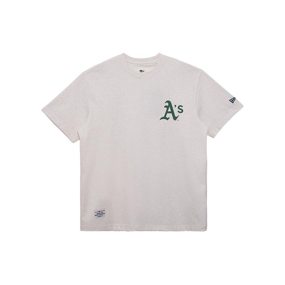 New Era SS24 MLB Oakland Athletics Печать букв на спине Круглый вырез Летняя Американская футболка с коротким рукавом Унисекс Футболка Светло-коричневый 14179140