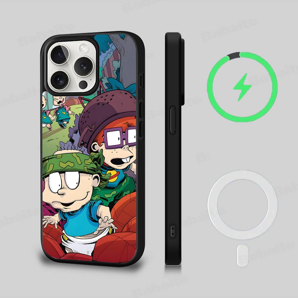 Мультяшный Забавный R-Rugrats Для Magsafe Магнитный Чехол Для Телефона Беспроводной PC+TPU Для IPhone 11 12 13 14 15 16 17 Pro Max Plus