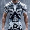 Хоррор 3D Печать Хэллоуин Скелет Черепа Футболка Смешные Мышцы Пресс Графика Короткий Рукав Модная Мужская Одежда
