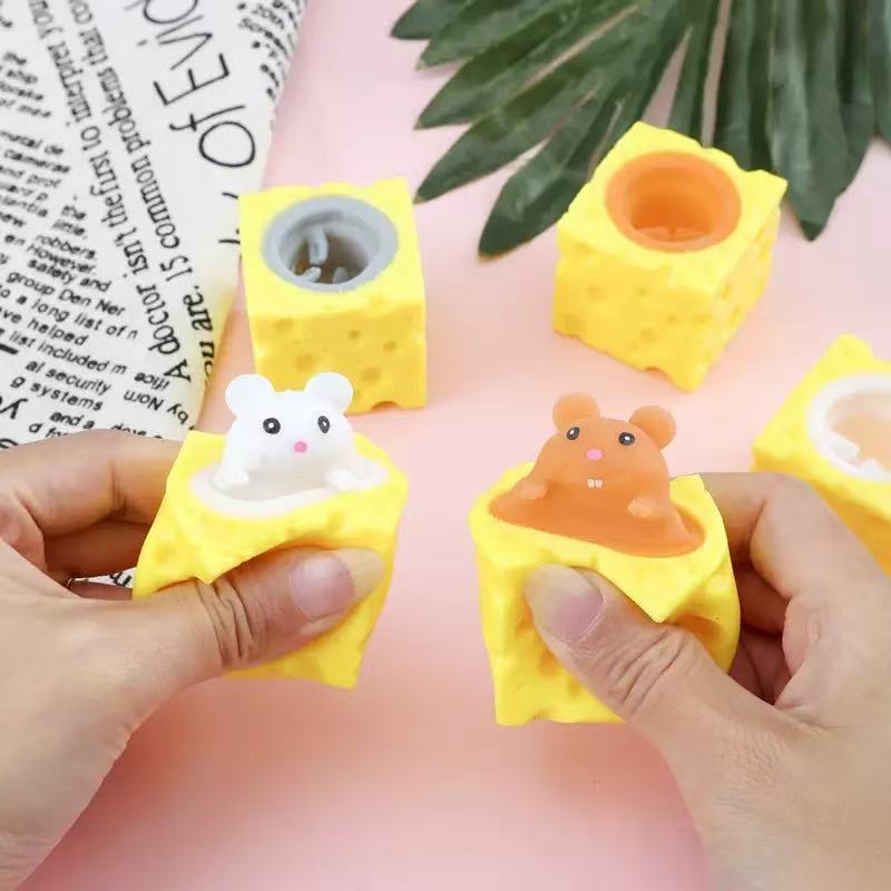 Сырная Мышь Игрушка-Антистресс Сырный Зажим Веселый Стресс-Болл Белка-Сквиш Прикольная Игрушка
