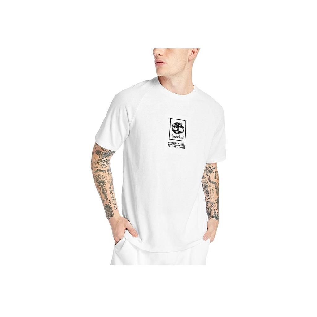 Timberland Однотонная повседневная футболка свободного кроя с вышитым логотипом и круглым вырезом, мужские топы A2DVY-100