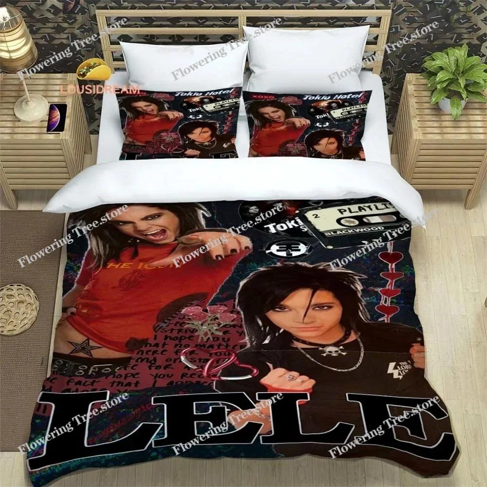 Rock Band Tokio Hotel Логотип Пододеяльник Постельное белье для общежития Комплект постельного белья Мягкий теплый комплект постельного белья