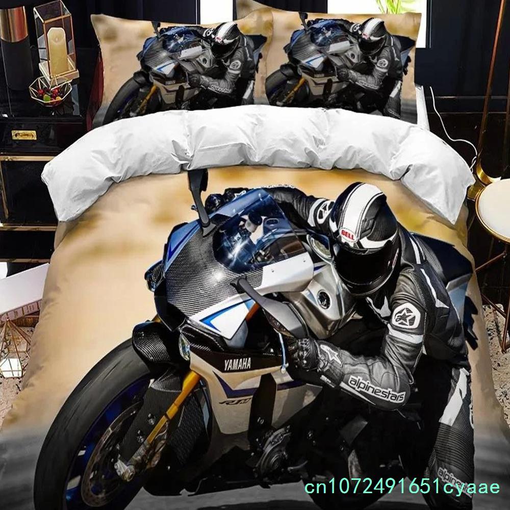 3D Print  Motorcycle Rider Bed Bedding Set Motorcycle Duvet Cover Set With Pillowcase 2/3pcs Comforter Cover For Bedroom Decor