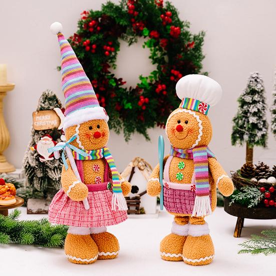 Рождественские пряничные кукольные украшения, плюшевая кукла с выдвижными ногами и шарфом, набитая кулинарией