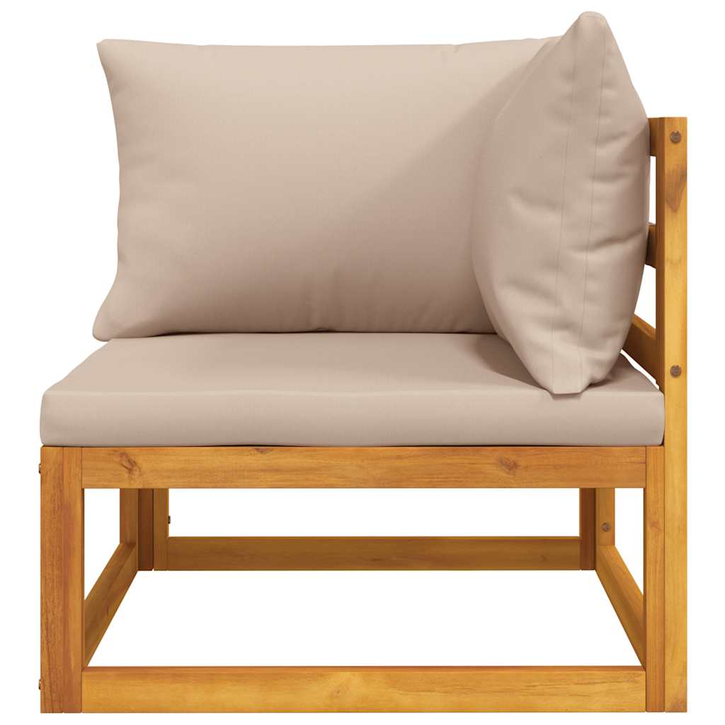 Modular Corner Sofa with Taupe Cushions Solid Acacia Wood