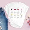 Red Wine Glass Pattern Pure Cotton Printed Unisexs and Womens Fashion Trend Tshirt New Personalized Round Neck Casual Tshirt