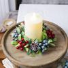 Рождественское кольцо для свечи Искусственная сосновая хвоя Шишка Ягоды Гирлянда Деревенский Праздничный Венок для свечи для украшения дома и стола