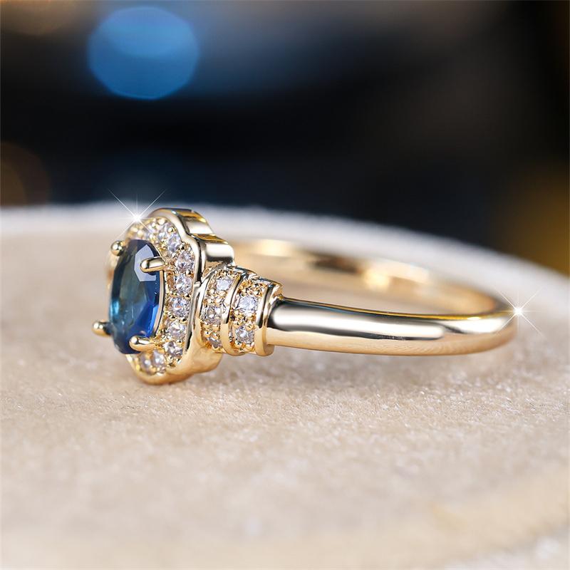 1 шт. золотого цвета овальной огранки с синим камнем Кольца-когти для мужчин и женщин Рождественский подарок на День святого Валентина