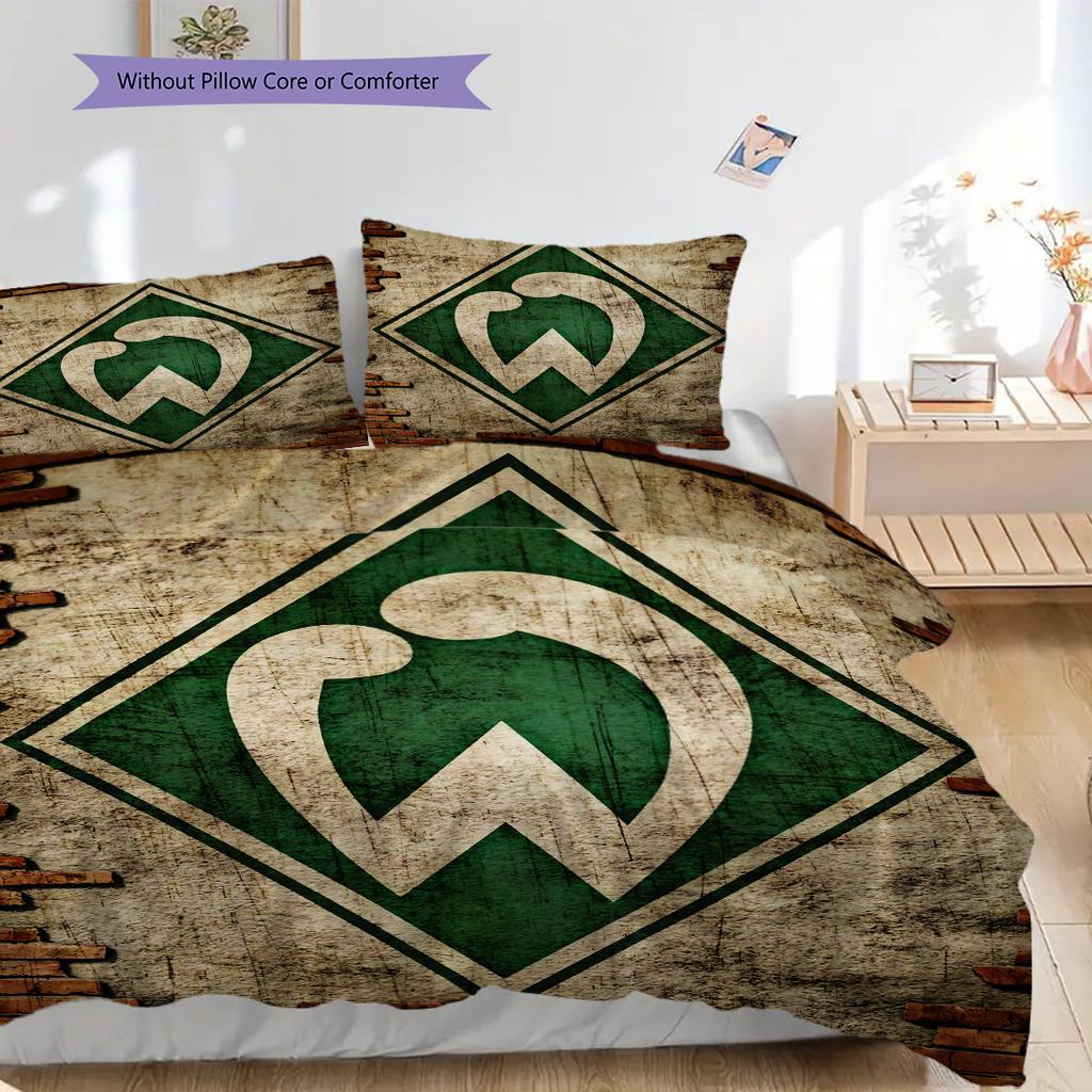 Постельное белье с узором SV Werder Bremen Комплект одеял Покрывало Наволочка Домашний Декор Подарок на День Рождения (1 пододеяльник + 2 наволочки, без наполнителя)