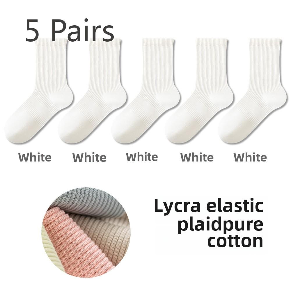 5 пар женских спортивных носков длиной до середины икры на весну и лето без косточек, антибактериальных, с защитой от запаха, впитывающих пот и дышащих