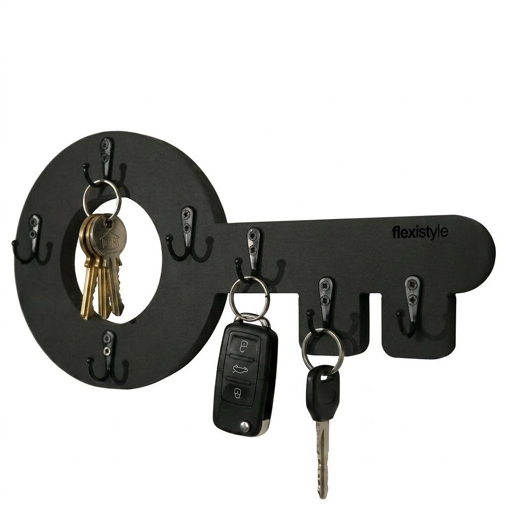 Wooden key hanger Retro Key Black