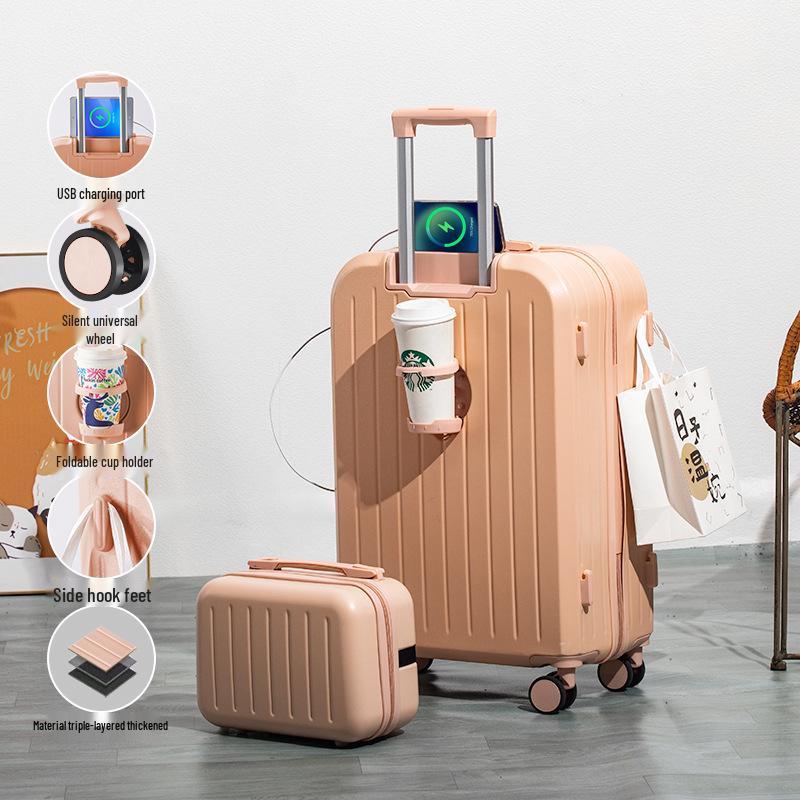 Высококачественный чемодан на колесах: Дорожный чемодан большой вместимости с двухслойной молнией для студентов и мужчин и женщин
