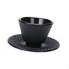 Черная чугунная чашка и подставка, традиционная кружка для чая на работе