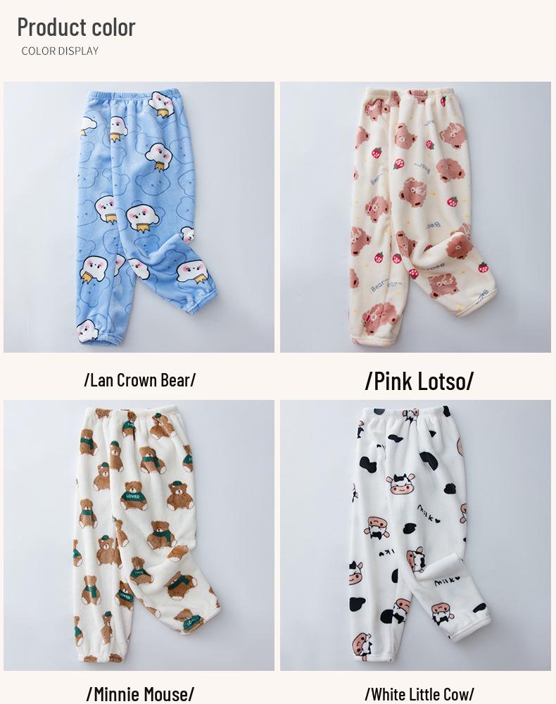 Children's Thickened Flannel Sleep & Lounge Pants - Double-Sided Fleece, Cuffed, Warm Winter Wear