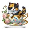 2D плоская чашка для чая кошка DIY Настольное украшение Алмазная живопись Наборы Алмазное искусство 5D DIY Настольные украшения