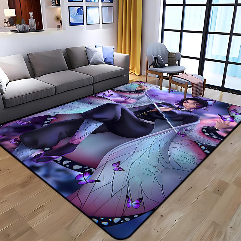 Demon Slayer Art Print Floor Mat Living Room Game Room Carpet Camping Picnic Mat Doormat Floor Mats Anime Room Decor Area Rug