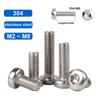 100pcs~5pcs M2 M2.5 M3 M4 M8 304 A2 Stainless Steel GB2672 Six-Lobe Torx Pan Six Lobe Round Head Bolt Screw