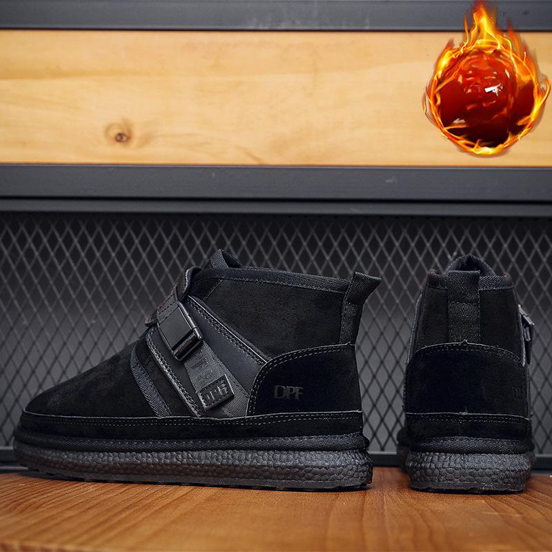 Мужские зимние ботинки, новые повседневные универсальные хлопковые ботинки, нескользящие, дышащие, с флисовой подкладкой, теплые короткие ботинки, хлопковая обувь