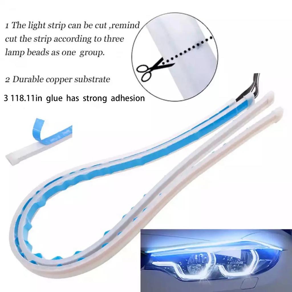 Автомобильные дневные ходовые огни 12 В светодиодные DRL гибкие водонепроницаемые полосы автомобильные фары белые указатели поворота стоп-сигналы автомобильный стиль