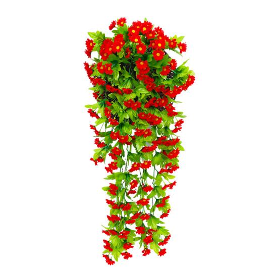 2Pcs Artificial Hanging Flowers Outdoor Vines with Eucalyptus Leaves Realistic Looking Vibrant Color Fake Plants UV Resistant Simulation Flowers