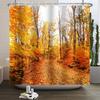 Осенний лес Натуральная сцена Занавеска для душа для ванной Осенний клен Растения Сельский пейзаж Тыква Водонепроницаемая занавеска для душа