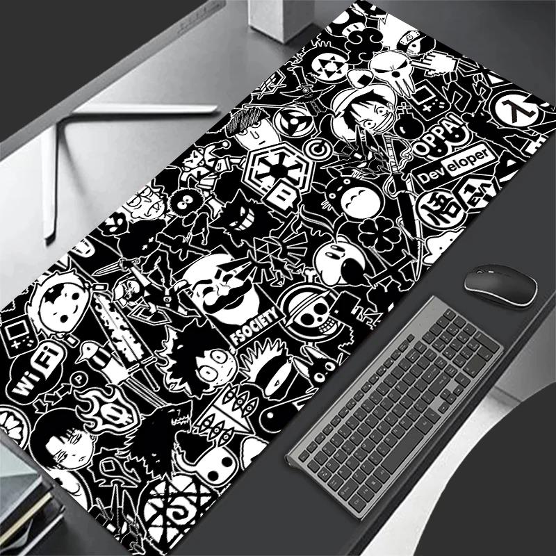 Cartoon Funny Image Mouse Pad Black Large Computer Office Game Table Mat XXL Rubber Anti-slip Keyboard Mats Long Desk Decor Rug