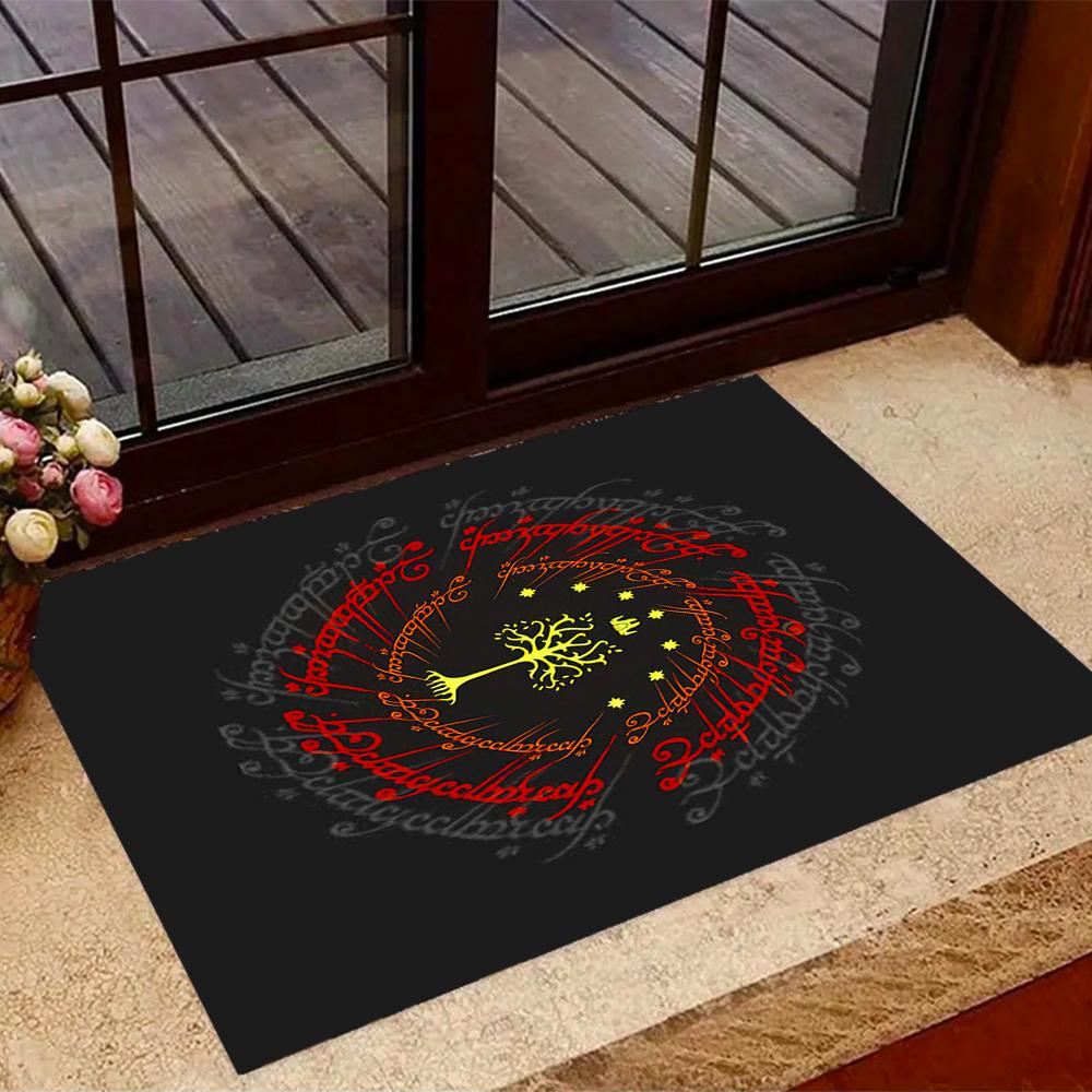 Lord Rings Symbol Carpet Suitable for Outdoor Foyer Living Rooms Entryway Antislip Carpet Anime Office Decor Spiritual Gift