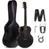 X4 Pro Mini Guitar with Carbon Fiber AcousticPlus Hard Case and Leather Strap 36" Acoustic/Electric Pickup,