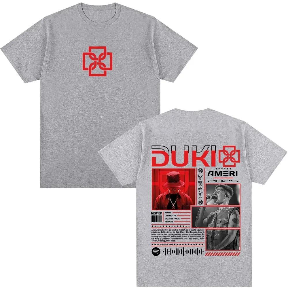 2026 Рэпер Duki Ameri Мировой Тур Мерч Футболки Мужские Женские Мода Хип-Хоп Винтажная Футболка Хлопок Повседневная Футболки с коротким рукавом