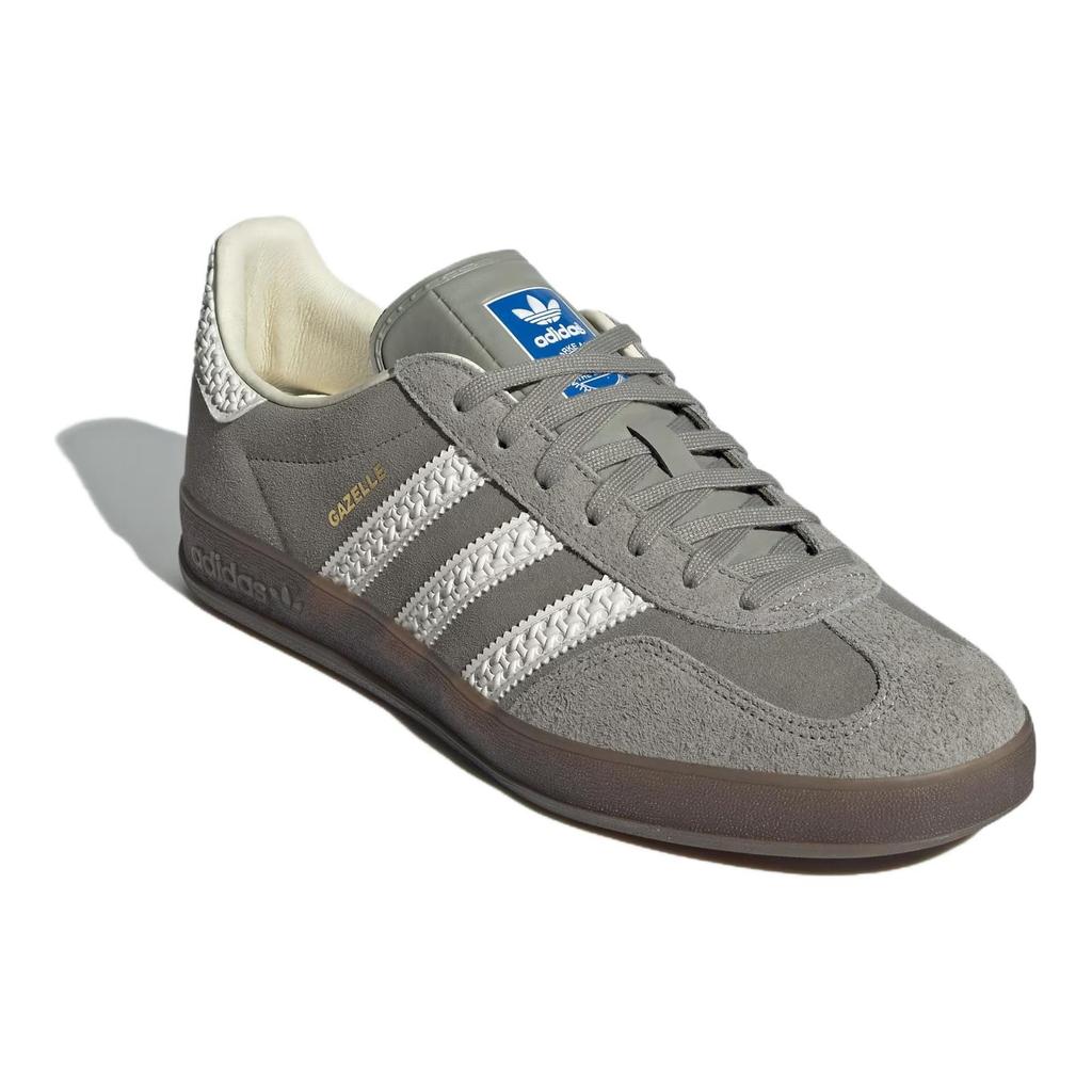 adidas Оригинальные кроссовки GAZELLE INDOOR T Низкие Скейтборд Обувь Унисекс Серый Белый IF1807