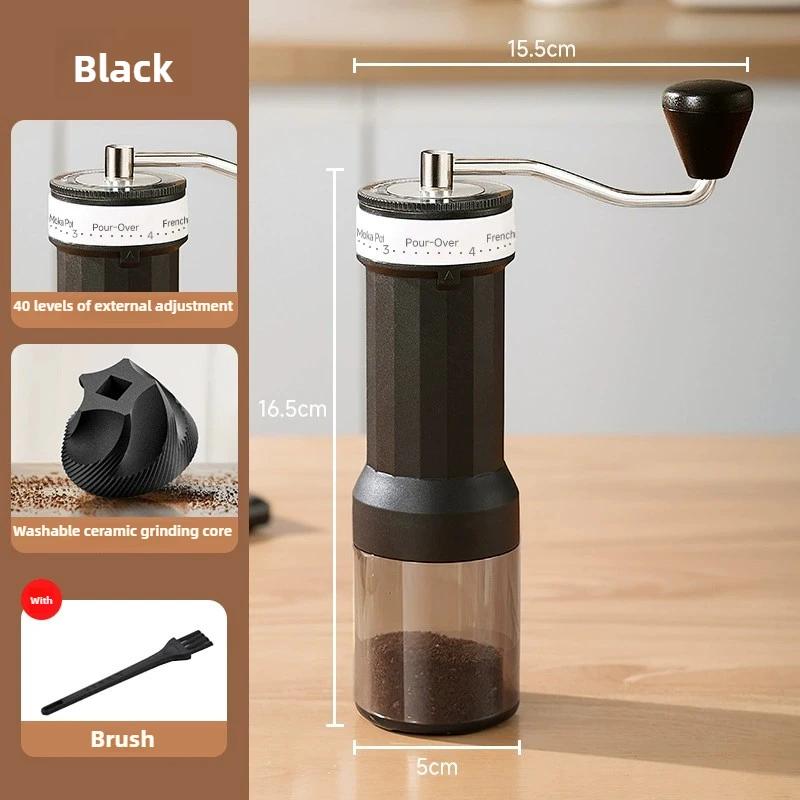 Manual Grinder,40 Levels External Adjustment,Portable Hand Bean Mill,Ceramic Burr Coffee Grinder for Travel