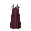 Zaprha 2025 New Arrival Pure Desire Sexy Embroidery V-neck Strap Midi Skirt Dress Waist-Tight Slim Looking 3897112