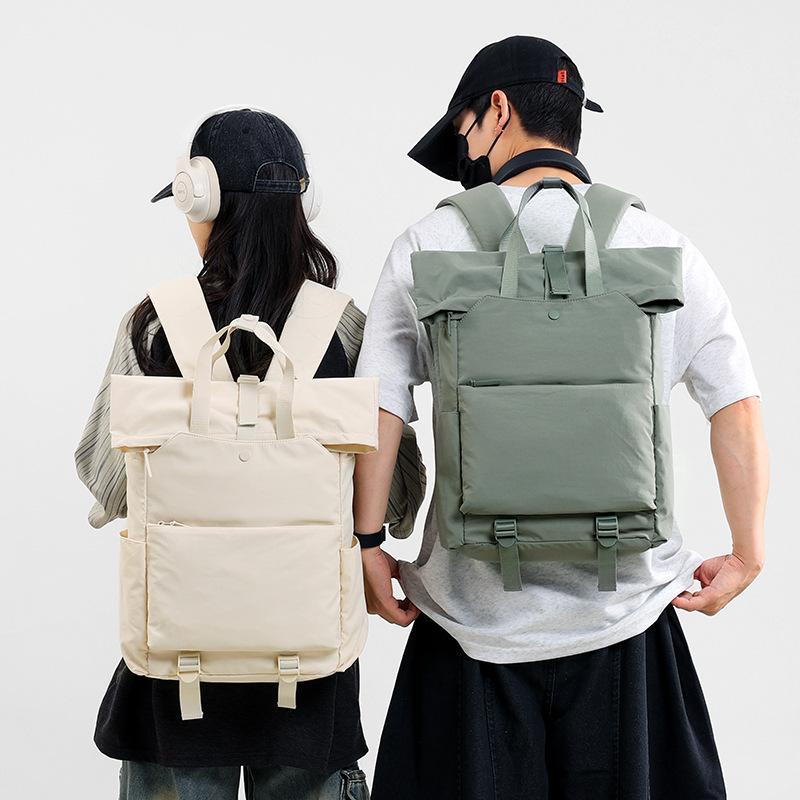 Унисекс Рюкзак с Заворачивающимся Верхом Водонепроницаемый Нейлон Повседневный Школьный Рюкзак Большой Вместимости Дорожный Daypack