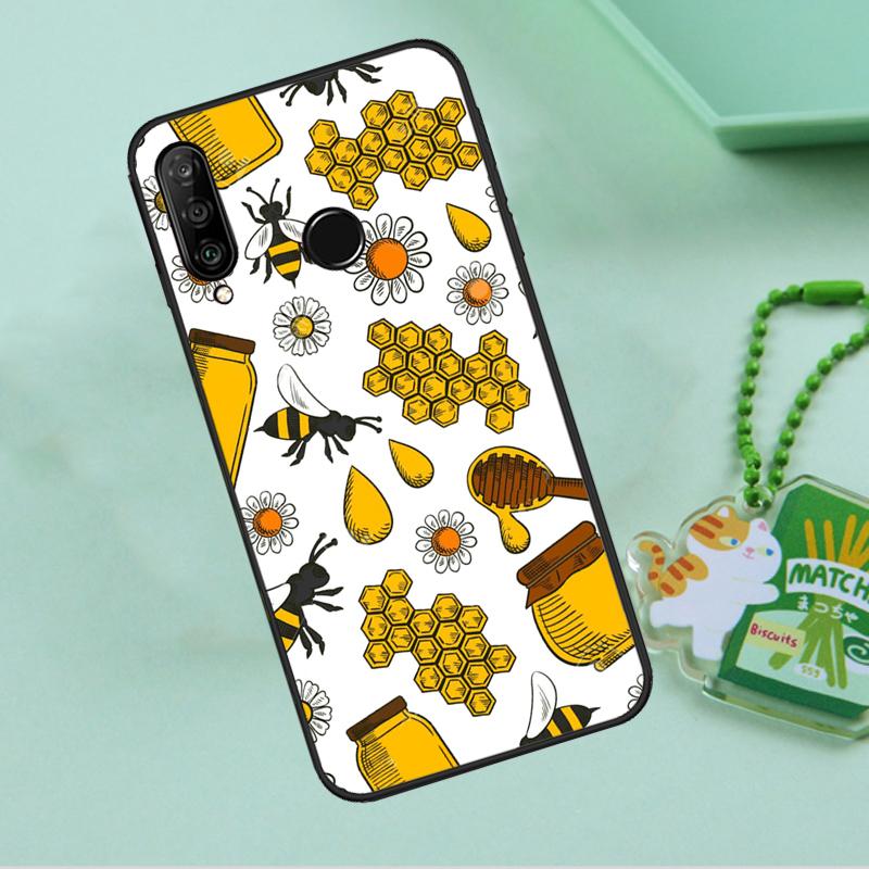 Golden Honeycomb Honey Bee For Huawei Nova 12i 12s 7i 8i 11i 9 10 SE Y90 Y60 Y70 Y72 Y61 Y91 P30 P40 Lite P60 Pro Case