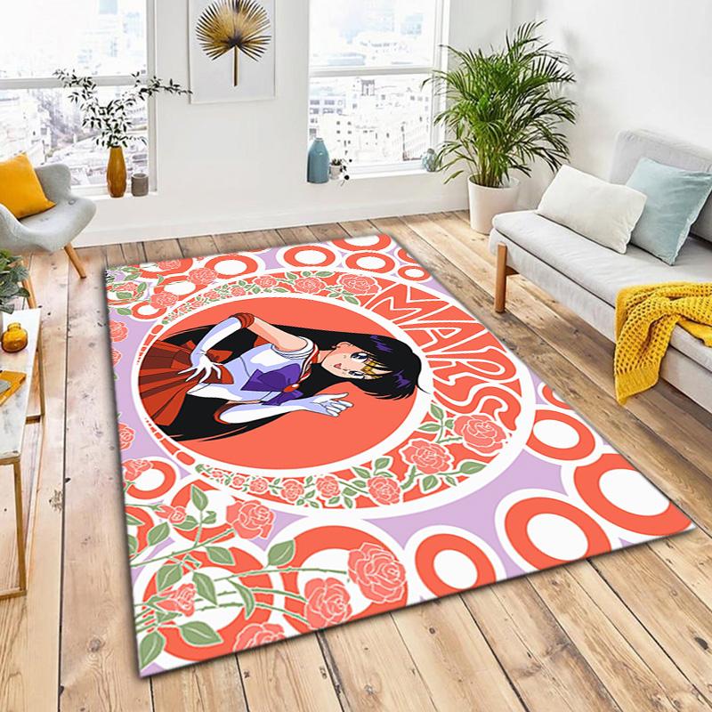 Cute cartoon theme Sailor Moon Tsukino Usagi cartoon rug Multifunctional household anti-slip decorative door mat, outdoor floor mat, and carpet Y6