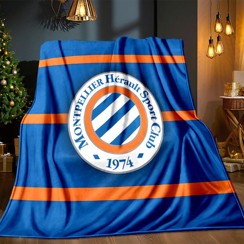 Montpellier Sc Crest Blanket Lightweight Ideal Bedding Blanket Perfect for Travel, Camping, Living Rooms, Offices, Sofas, Fan Christmas gift