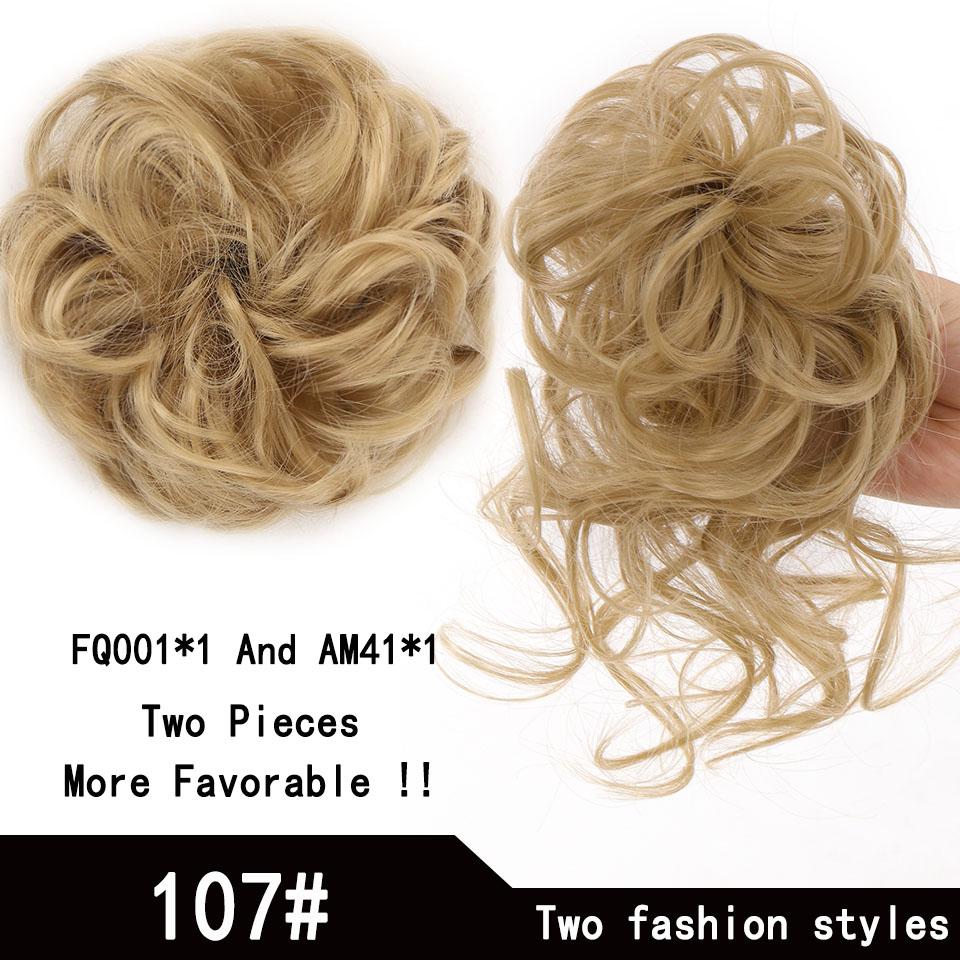 Short Messy Fluffy Chignon Donut Hair Bun Pad Elastic Hair Rope Rubber Band Synthetic Ponytail Hair Extension