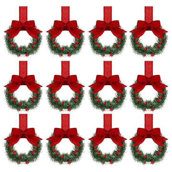 Мини рождественские венки для шкафов венки с лентами банты ягоды искусственные сосновые иголки венки для входной двери окна кухонные шкафы декор