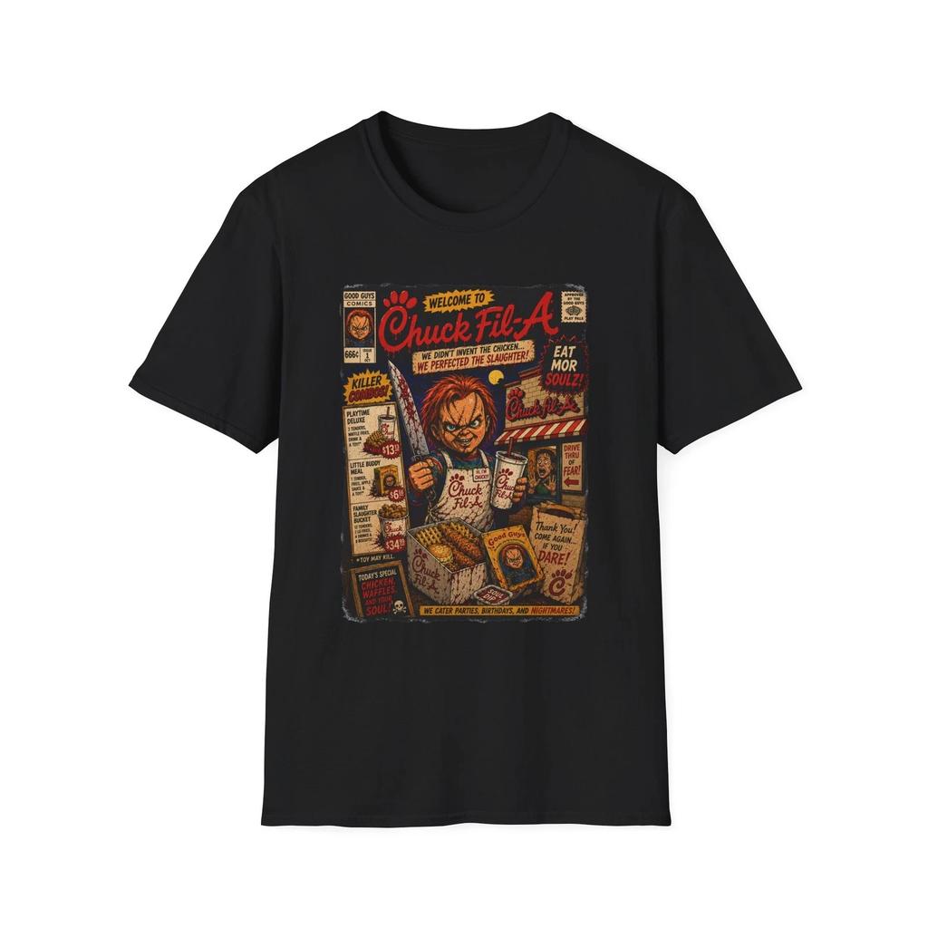 Chuck Fil A - Chucky T-Shirt | Halloween Retro Illustration