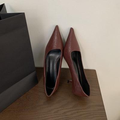 Остроносые ретро туфли-лодочки с открытым верхом, модные универсальные туфли Мэри Джейн на одной педали, темпераментные маленькие кожаные туфли