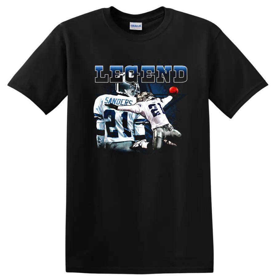 Deion Sanders Dallas Cowboys Football Legend T Shirt Hall of Fame Tee