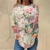 Vintage Women's T-shirts Retro Floral Print Fall Street Long Sleeves T Shirt Y2K Women Clothing Casual Loose Tops Pullover