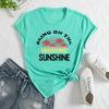 Summer Women's Letter Coconut Tree Print Loose Round Neck Casual Pure Cotton Short Sleeved T-shirts Women's