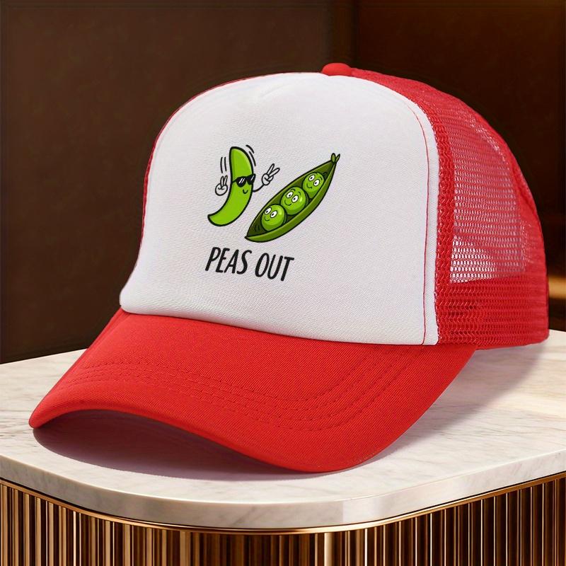 Peas Out Meme Trucker Hat Funny Vegetable Graphic Mesh Baseball Cap Casual Unisex