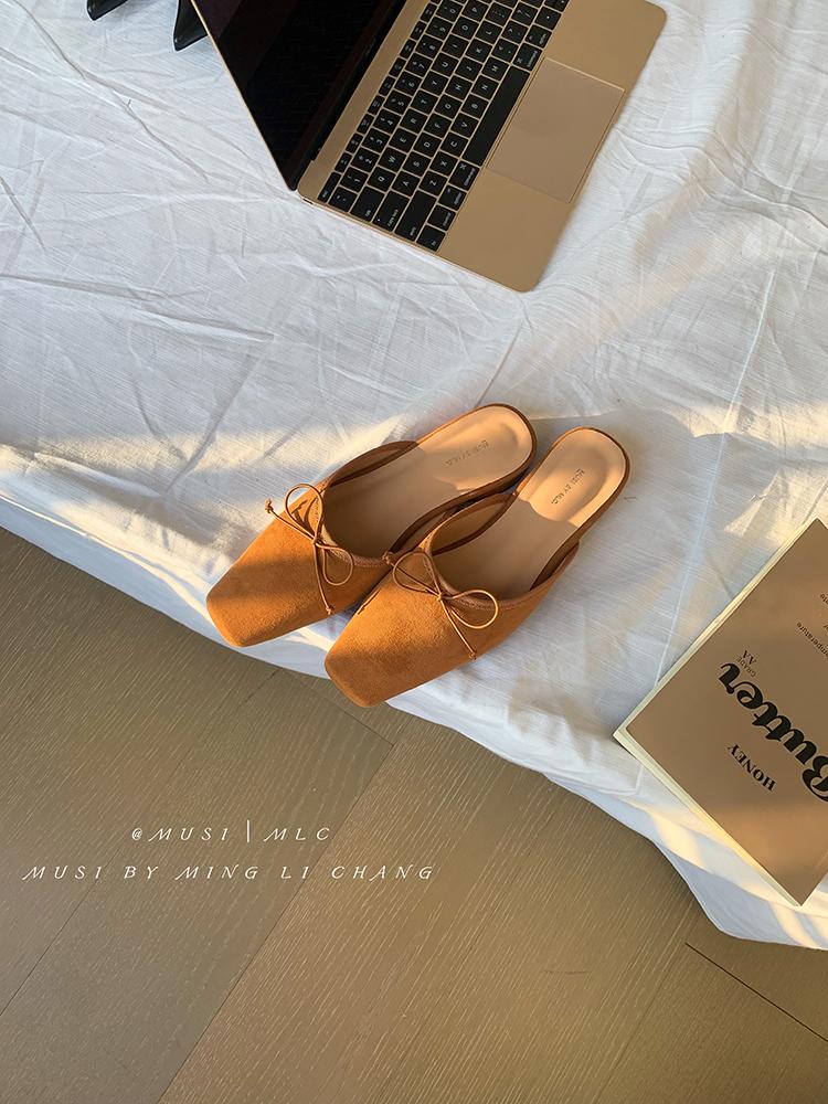 Женские летние новые сандалии повседневные слипоны женские мюли с бантом-бабочкой удобные шлепанцы с квадратным носком на ремешке сзади женские сандалии на плоской подошве