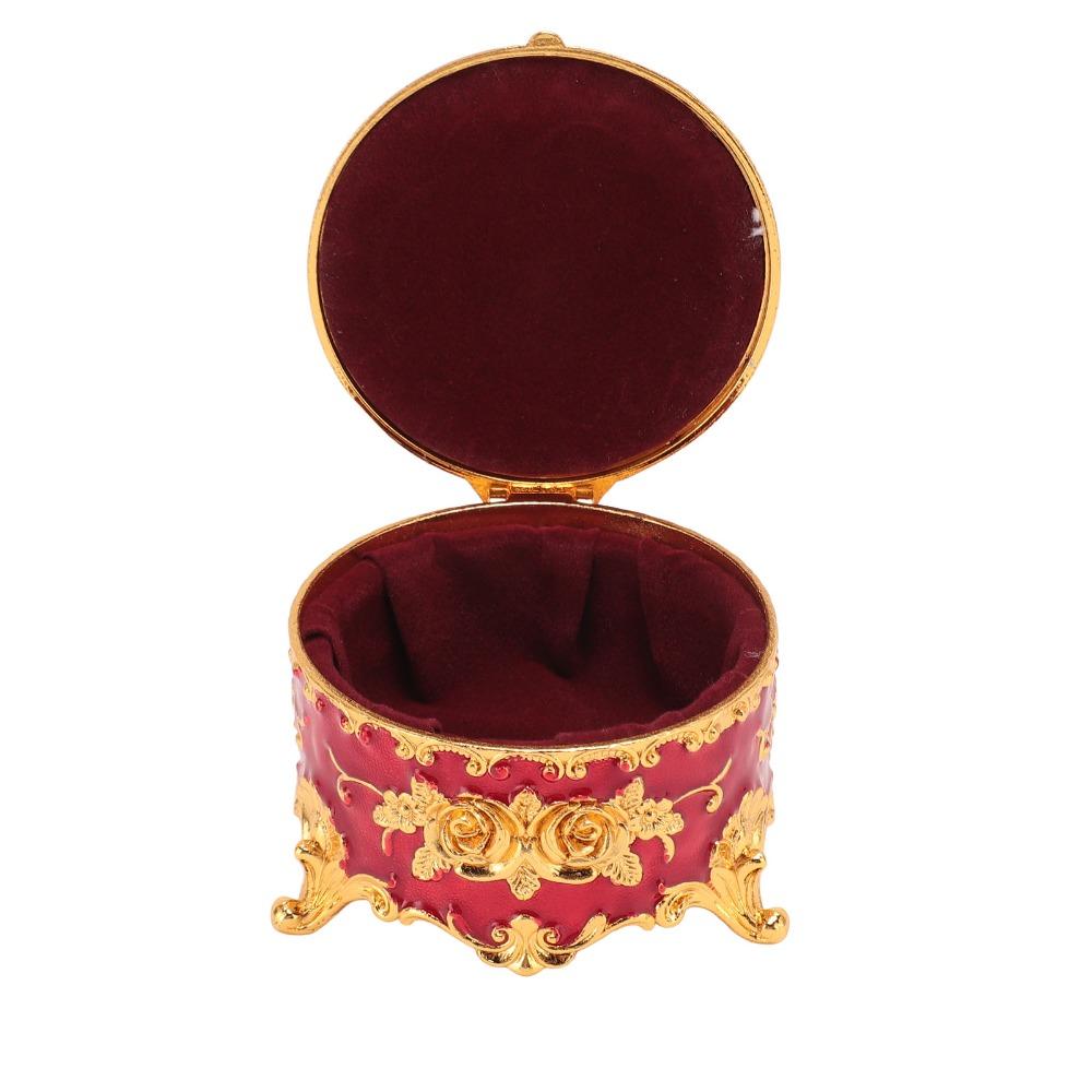 Gold Vintage Jewelry Box Round Metal Trinket Box Jewelry Storage Box For Ring Earring Necklace
