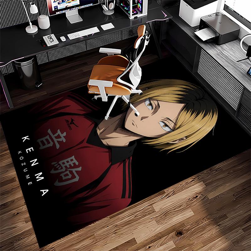 1pc Haikyu Print Area Rug - Soft,Washable Non-Slip Indoor Mat for Office Chairs,Living Room,Home Office Decorative Rug