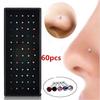 60pcs Nose Ring Set Women Girl Crystal Stainless Steel Nose Piercing Nose Stud Lot Body Jewelry